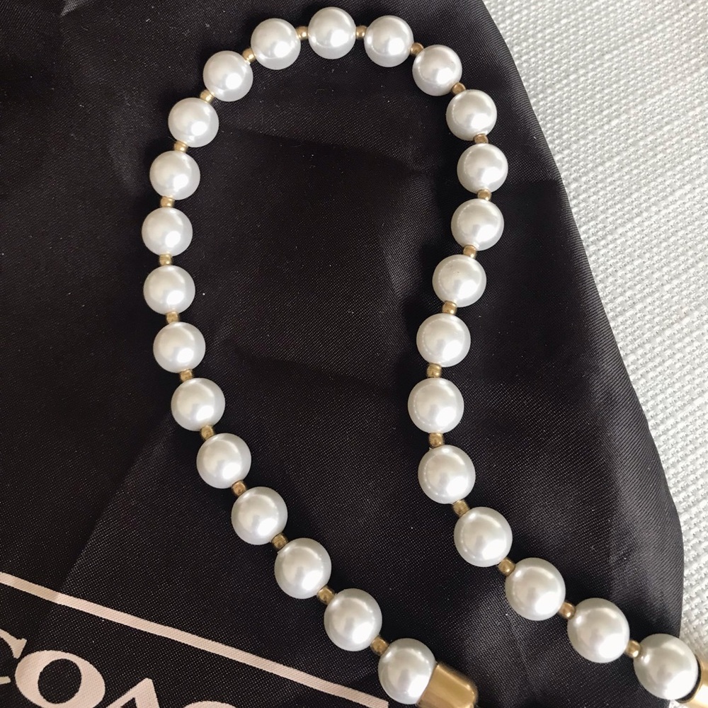 Coach Short Pearl Strap Bag Charm, Pearl / Brass - Picture 6 of 15